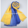 Factory OEM Solid Color Tassel Wool Scarf In Blue And Yellow Wholesale Brushed Scarf